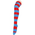 thumbnail image 5 of Zando Long Striped Knee High Socks Crazy Thigh High Socks for Women Costumes Cosplay Blue and Red, 5 of 6