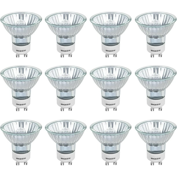 Bombillas halógenas GU10, casquillo GU10, 50 W, 400 lm, luz blanca cálida de 2800 K, haz de 38°, focos LED con acabado de vidrio para iluminación de caminos y paisajes del hogar (12 unidades GU10)
