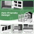 thumbnail image 2 of Wooden Rabbit Hutch with Run, Outdoor Chicken Coop Indoor Bunny Cage with Pull Out Upper Tray, All-Weather Guinea Pig House Pet House, Easy to Assemble, Grey, 2 of 7
