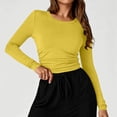 thumbnail image 3 of Vrorvz Womens Slim Shirts Crew Neck Long Sleeve Shirt Fall Casual Fashion Outfits Workout Crop Tops, 3 of 5
