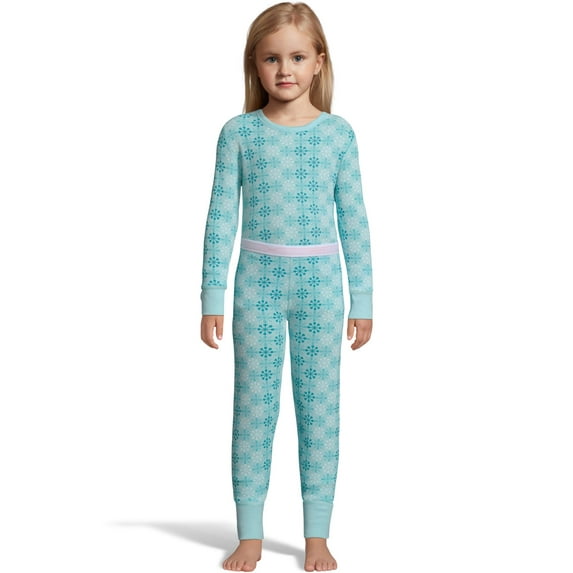 Hanes Girls' Print Waffle Knit Thermal Set