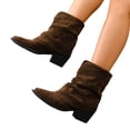 thumbnail image 5 of Willtoo Women Faux Suede Slouch Ankle Boots Pointed Toe Block Heel Short Booties Fall Winter Versatile Ruched Calf Fashion Walking Shoes for Date Street Office Outfits, 5 of 5