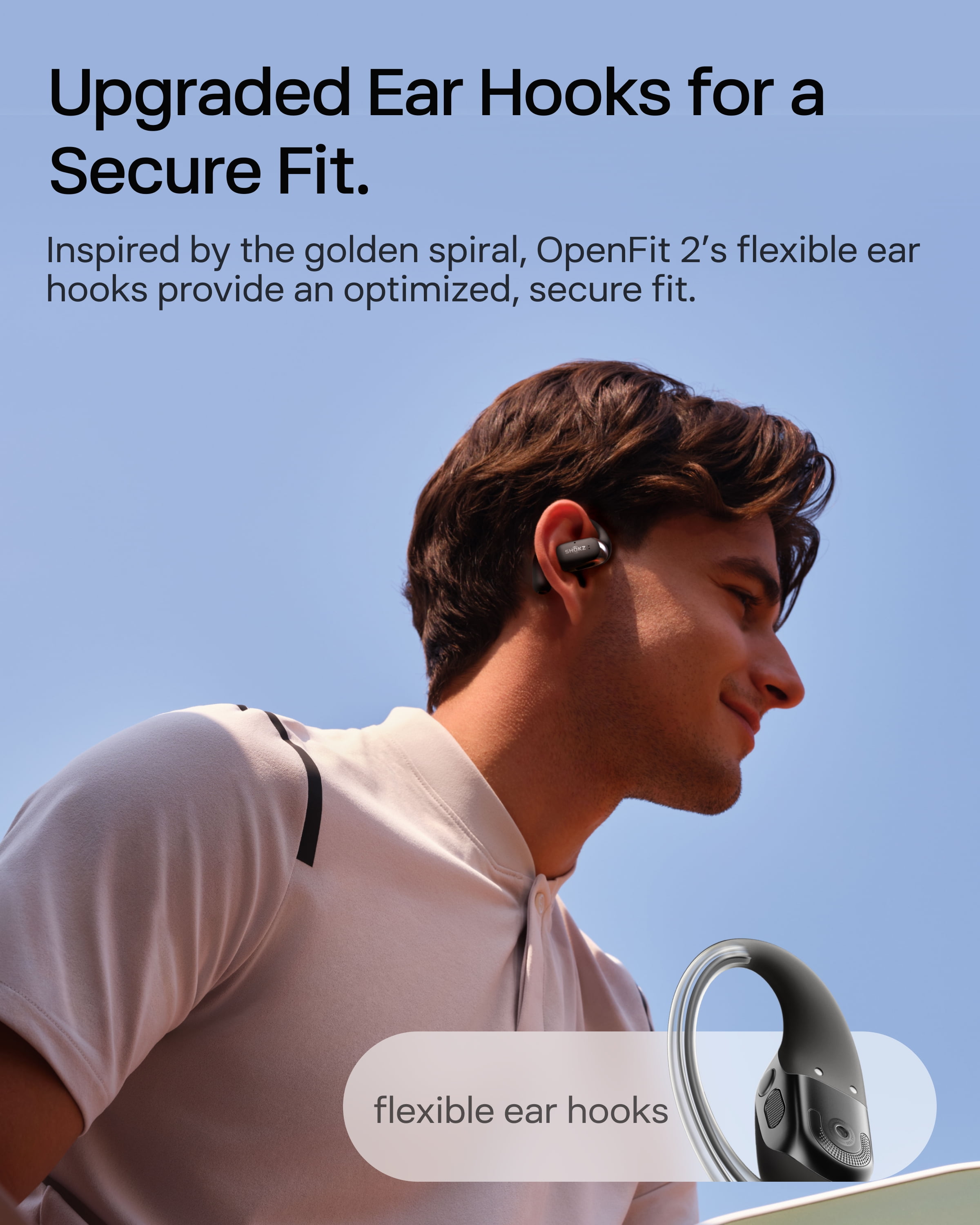 Shokz OpenFit 2 Open-Ear Headphones, Premium DualBoost™ Audio, Comfortable Earbuds with Soft Earhooks, 48H Playtime, IP55 Water-Resistant, USB-C Fast Charging, Black