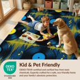 thumbnail image 4 of Design&I 8'x10' Washable Area Rug Sleek Flatweave Pet Friendly Funky Audio Recording Art With Repeating Circle And Bar Graphics for King Size Bedroom, Under Bed, 4 of 7