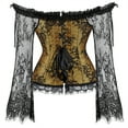 thumbnail image 3 of Grebrafan Womens Corset Top Renaissance Bustier Gold XL, 3 of 5
