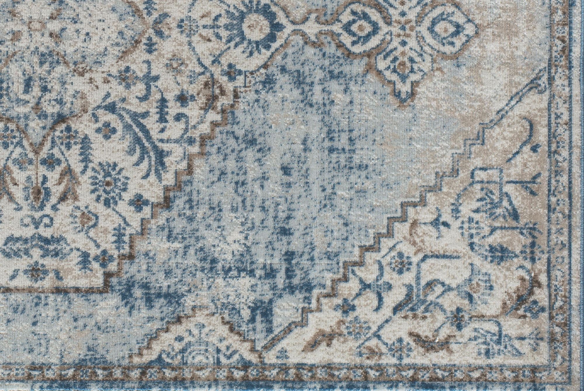 Freida FY65A Powder Blue Vintage Farmhouse Blue Area Rug, 2'6"x8'