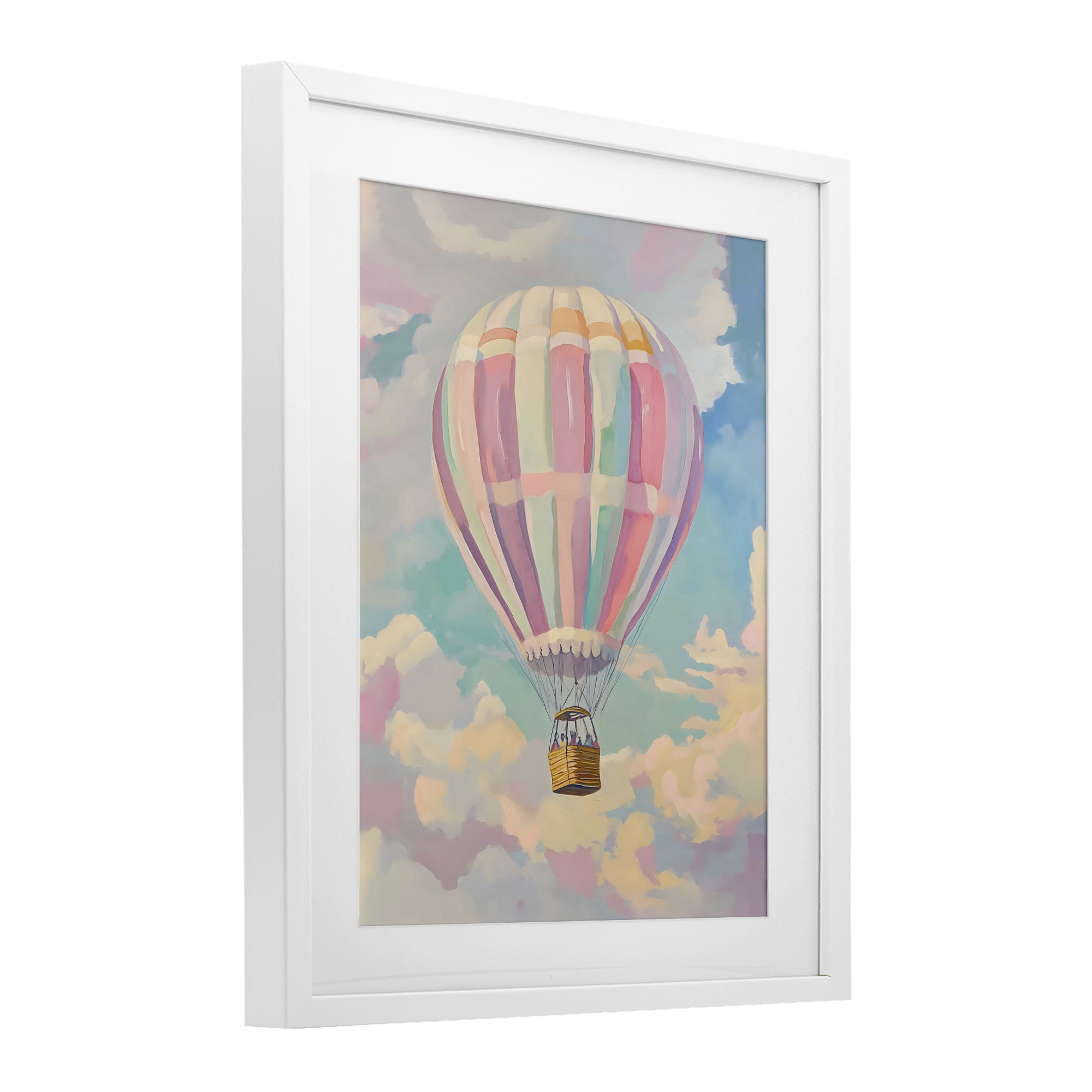 Stupell Industries Pastel Hot Air Balloon White Framed Print Under Glass, design by The Prints Vibe