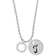 thumbnail image 1 of Delight Jewelry Silvertone Passionate Fearless Strong Infinity Ring Silvertone Script Initial Disc - T - Charm Necklace, 20"+3", 1 of 4