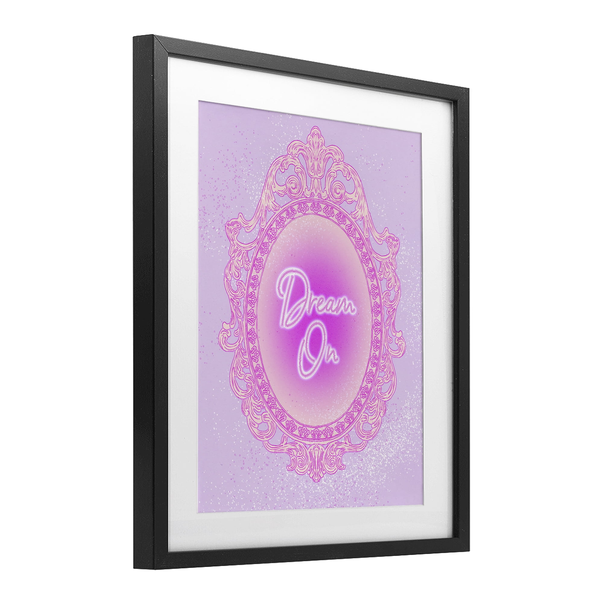 Stupell Industries Dream On Ornate Mirror Black Framed Print Under Glass, design by Ziwei Li