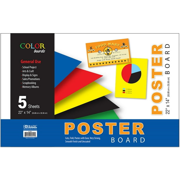BAZIC Poster Board Assorted Color 22" X 14", Colored Poster Board Paper