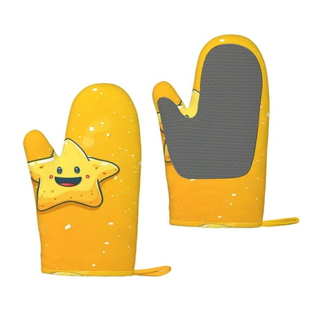 

Matuu Happy Cartoon Star for Silicone Oven Gloves Heat Resistant Grilling Gloves Non-Slip Silicone Oven Mitt Great for Grilling Kitchen and Cooking