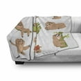 thumbnail image 3 of Sloth Soft Flannel Fleece Throw Blanket, Animal Cartoon Character Different Situations Emotions Funny Scared Cool, Cozy Plush for Indoor and Outdoor Use, 60" x 80", Pale Brown Green, by Ambesonne, 3 of 6