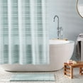 thumbnail image 2 of TOWN & COUNTRY EVERYDAY Sophia Textured Solid Cotton-Rich Breathable Fabric Shower Curtain with Reinforced Buttonhole Top Hem, Aqua Blue, 70"x72", 2 of 10