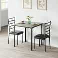 thumbnail image 3 of CazToi 3-Piece Small Dining Table Set Square Wooden Tabletop & Metal Frame 2 Upholstered Chairs Space-Saving, 3 of 9