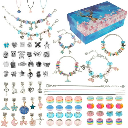 78Pcs Bracelet Making Kit Charm Jewelry Making Kit Kids Toys DIY Bracelet Making Craft Set Colorful DIY Necklace Kit Jewelry Making Supplies for Girls Kids DIY Lovers