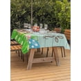thumbnail image 4 of 60x102 Inch Outdoor Tablecloth with Umbrella Hole Zipper Rectangle Easter Rabbits Rectangular Tablecloths Outside Waterproof Watercolor Eggs Cute Bunny Grass Flowers Blue Patio Table Cover for Picnic, 4 of 8