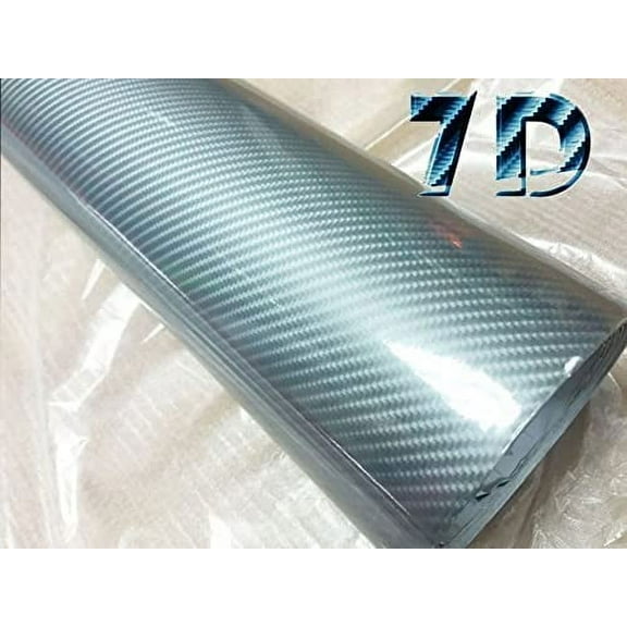 7D Premium High Gloss Sliver Carbon Fiber Vinyl Film Wrap Bubble Free Air Release 6D Free Tool Kit (12" x 60" / 1FT x 5FT)