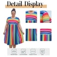 thumbnail image 5 of Cuteduck Plus Size Dresses for Curvy Women Summer Short Sleeve Dress Rainbow Striped V Neck Casual Dress with Pockets 1X-5X, 5 of 9