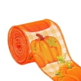 thumbnail image 4 of Orange Pumpkin Ribbon Autumn Harvest Overlock Ribbon 180 Inches of Craft Ribbon, 4 of 10