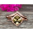 thumbnail image 1 of 2.55 Carat Champagne Diamond Moissanite Engagement Ring On 10k Rose Gold With V-Shape Matching Wedding Band Anniversary Ring HALO 7mm Cushion Cut, 1 of 5