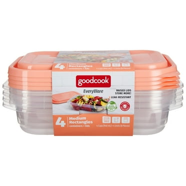 GoodCook EveryWare 4-Cup Medium Rectangle Food Storage Container, Set of 4 Orange