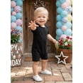 thumbnail image 5 of Loicainy 3 Pack Infant Baby Boy Romper 3 6 9 12 18 Months Summer Short Sleeve Round Neck Solid Color Waffle Jumpsuits, 5 of 8