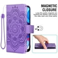 thumbnail image 5 of Compatible with Motorola Moto G Pure 2021 Wallet Phone Case and Tempered Glass Screen Protector Flip Credit Card Holder Stand Mandala Flower Cell Cover for MotoGPure MotoG XT2163DL 6.5 Women Purple, 5 of 8