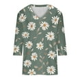 thumbnail image 5 of DDAPJ pyju Spring Tops for Women Trendy 3/4 Sleeve T-shirts Dressy Casual Floral Print V Neck Blouses Loose Fit Mid-length Tunics Gray XL, 5 of 6