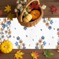 thumbnail image 3 of Fall Table Runner Thanksgiving Autumn Maple Leaf Table Runners Floral Orange Blue Pumpkin Cotton Linen Dresser Scarf Kitchen Dining Table Decor for Fall Holiday Party Decor 13x72 Inch, 3 of 9