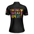 thumbnail image 3 of Watercolor American Flag Custom Name Swing Swear Repeat Women's Polo Shirt S-5XL, 3 of 7
