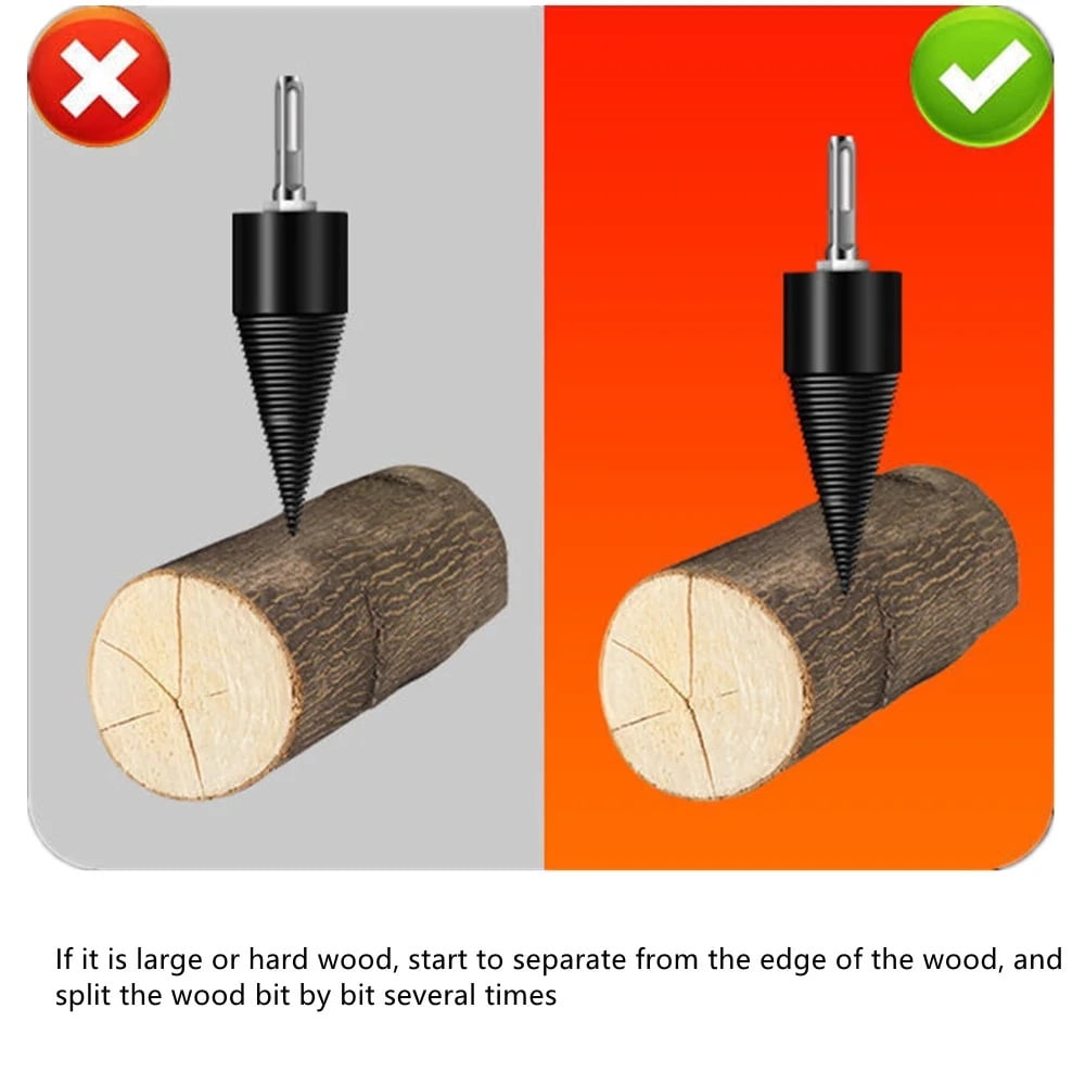 1x Heavy Wood Drill Bit Firewood Log Splitter Anti-Skid Thread U Screw Splitting Cone Screw Cone Driver Fire Wood Log Splitter Come with Hex Shank Handle ,from USA,MAX Diameter 42 mm