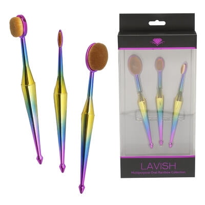 New 215698  3 Piece Rainbow Cosmetic Brush Set (36-Pack) Cheap Wholesale Discount Bulk Health & Beauty Small Candle Holder