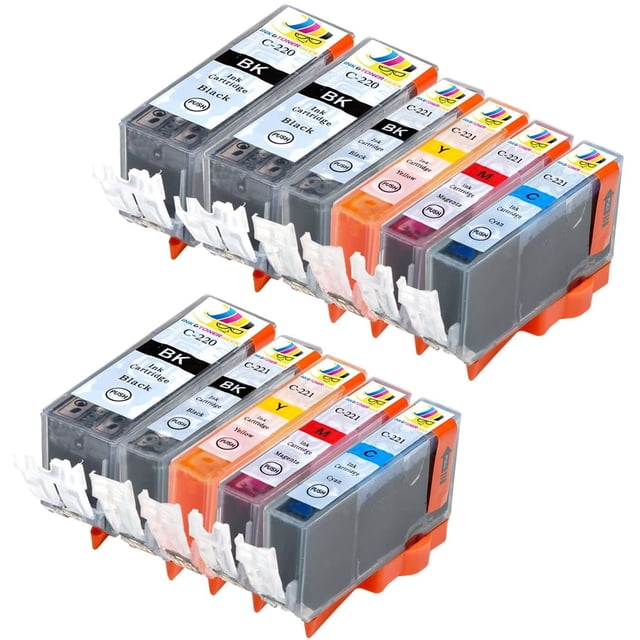 Ink & Toner Geek ® 11 Pack Compatible Replacement Inkjet Cartridges for Canon PGI-220 Black & CLI-221 Black Cyan