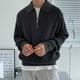 thumbnail image 1 of Suéter con media cremallera para hombre, estilo otoño e invierno, estilo retro, estilo perezoso, suéter de punto con solapa, suéter informal holgado de moda, 1 of 6