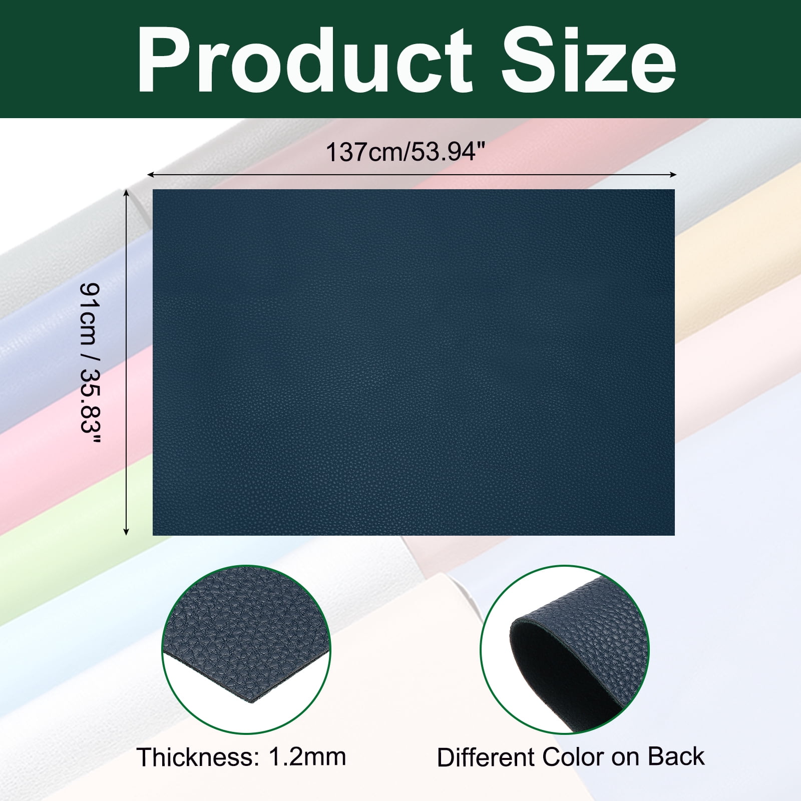 Uxcell Faux Leather Fabric Sheets, 54x36 Inch Waterproof Solid Soft PU Synthetic Leather Sheet for Upholstery Replacement Renovate Sofa Furniture Bag Crafts DIY Sewings(Dark Blue)