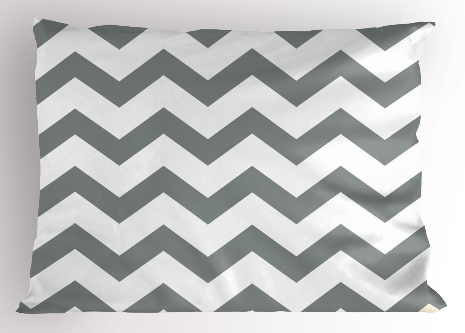 Grey Pillow Sham Grey and White Chevron Pattern Classic Geometrical