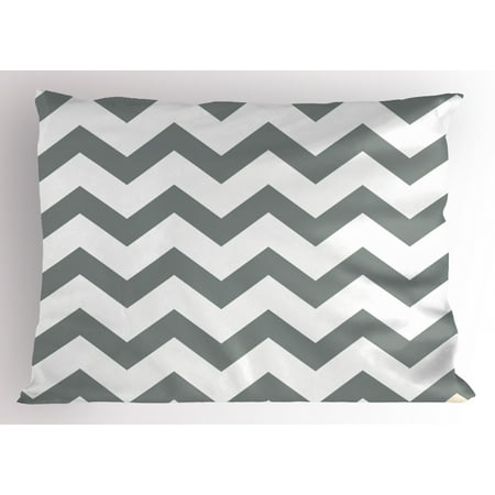 Grey Pillow Sham Grey And White Chevron Pattern Classic