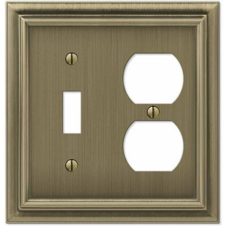 Continental Brushed Brass Cast Single Toggle/Single Duplex Wallplate