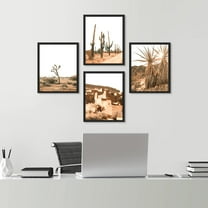 PixonSign Framed Wall Art Desert Cactus Texas Arizona Landscape Prints, Set of 4 Tropical Photography Wall Decor Arts, Nature Wall Décor, Adhesive Canvas Poster, Modern Home Artwork - 11"x14" Black