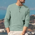 thumbnail image 6 of Evdexr Big and Tall Shirt for Men Henley Long Sleeve T Shirts Raglan Button Down Athletic Tops Fall Round Neck Cotton Regular Fit Muscle Top Mint Green L, 6 of 7