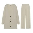 thumbnail image 4 of Riforla Women's Knitted Three Piece Cardigan Trouser Suit Two Piece Sets for Women Khaki XL, 4 of 4