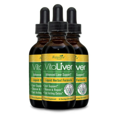 VitaLiver - Advanced Liver Cleanse & Detox Supplement | All-Natural Liquid for 2X Absorption | Milk Thistle, Chanca Piedra, Artichoke & More! | 3-pack (Best Natural Liver Detox)