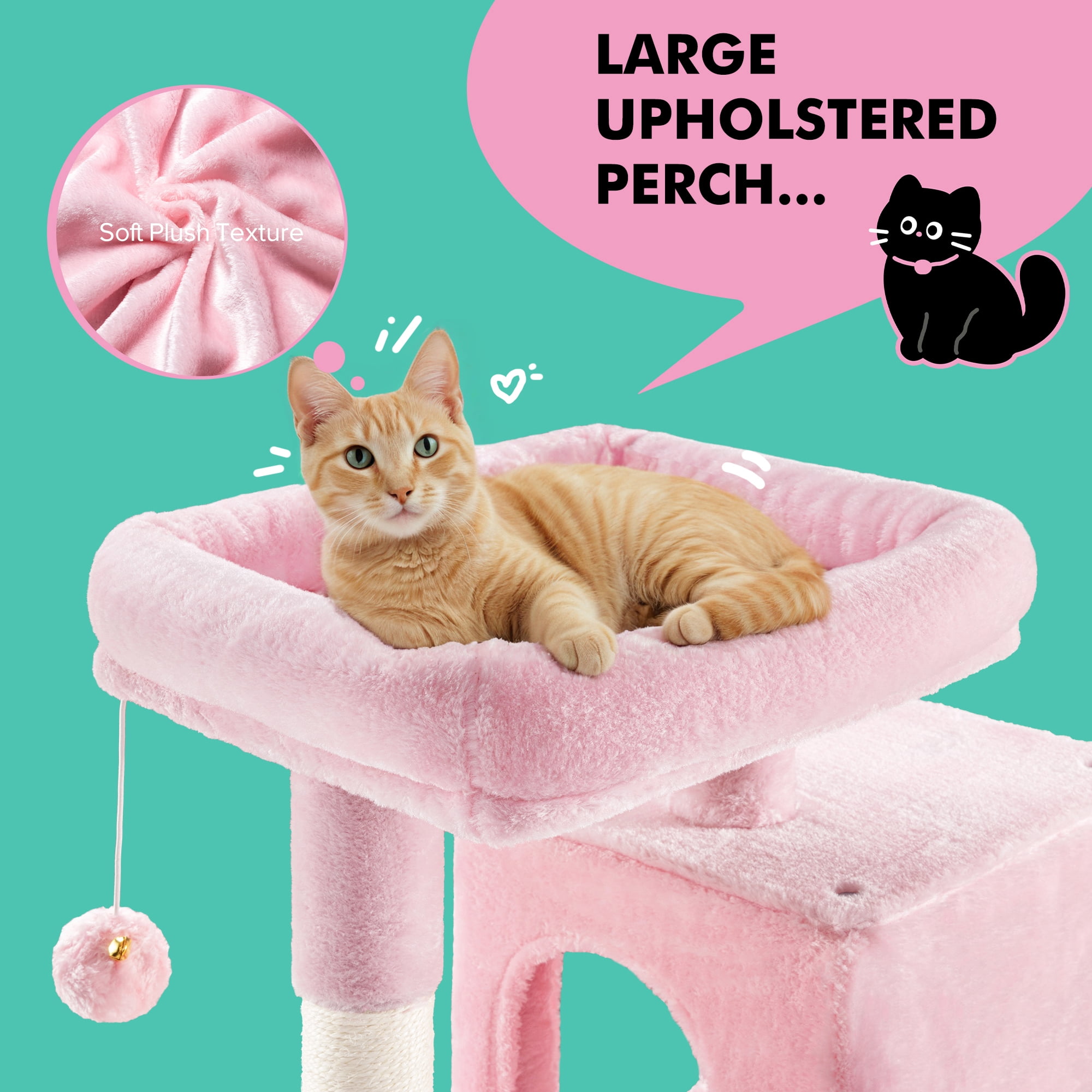 Einfach 29" Cat Tree Tower with Plush Perch Condo House for Indoor Cats & Scratching Post, Pink
