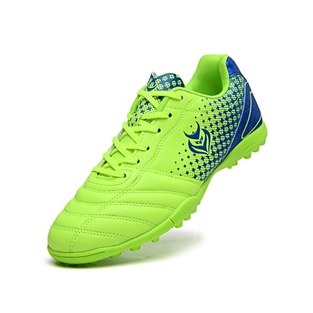 

Sanviglor Boys Sneakers Color Stitching Trainers Low Top Soccer Shoe All Seasons Wear Resistant Durable Shoes -absorbing Closed Toe Spikes Green 2Y