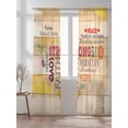 thumbnail image 4 of Semi Sheer Window Curtains 96 Inches Long, Love Peace Text Rod Pocket Voile Silky Chiffon Curtain Treatment Drapes for Kitchen, Living Room, Farmhouse Inspirational Quotes Wooden 52"x96", 2 Panels, 4 of 9