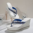 thumbnail image 2 of SACFOF Rhinestone Wedge Sandals for Women Platform Flip Flops Women's T-Strap Sandals Comfortable Walking Open Toe Slippers Casual Summer Beach Sparkly Slip On Slides Wedding Party Dress Shoes, 2 of 6