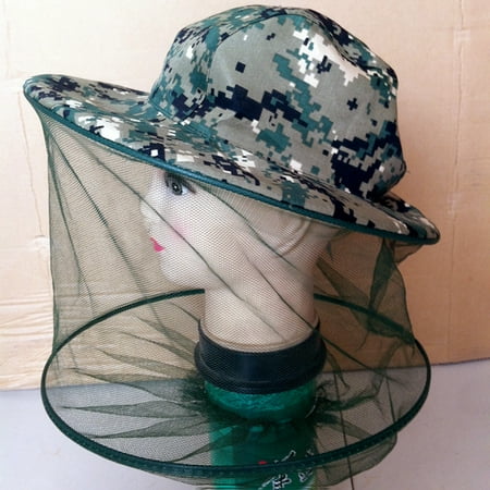 Walbest Anti-mosquito Head Face Protector Net Hat Safari Hat Sun Hat Bucket Hat with Net Mesh for Outdoor Fishing Hiking Gardening Men Women