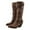 Brown, variant on Women's Mid-Calf Boots Pull On Chunky Block Low Heel Round Toe Campus Boot Comfortable Casual Boots for Woman Yellow,Size 8