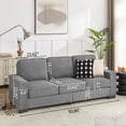 thumbnail image 6 of Noble House 83.86" Snowfleece 3-Seater Sofa, Compressed Modern Couch with Cup Holders, Soft & Durable Design, Gray, 6 of 12