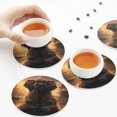 thumbnail image 7 of Pofeuu Lake Meditating Elephant Print Leather Coasters Set of 6, Round Cups Mugs Mat Pad for Home Kitchen Heat Resistant Drink Coasters,Round Shape, 7 of 7
